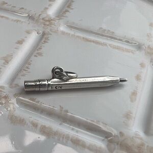 Teeny Tiny Pen Pendant Vintage Sterling Silver 925 NOS